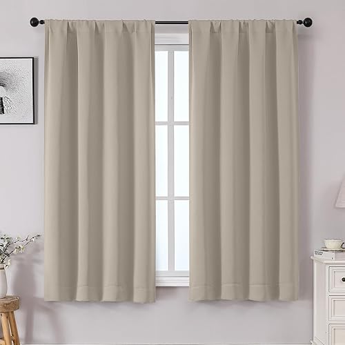 OWENIE - Juego de 2 paneles de cortinas blackout Sally para dormitorio, dobladillo tipo bolsillo para cortinero, ahorro energético, aislamiento