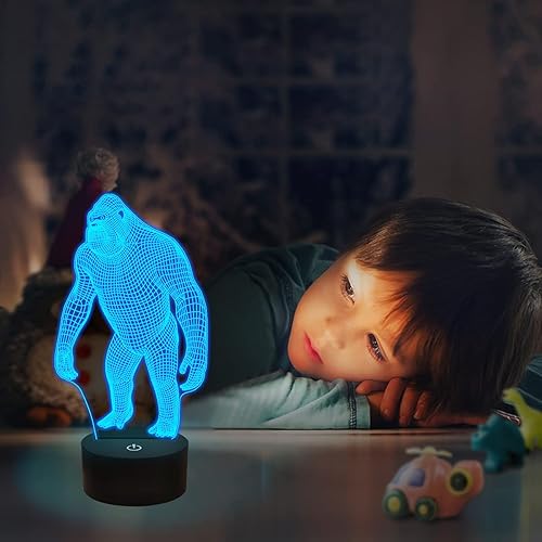 Miniatura 5 de 3D Night Light Ape Gorilla LED Luz nocturna para bebé guardería mono lámpara para habitación de los niños decoración del hogar regalos de Navidad