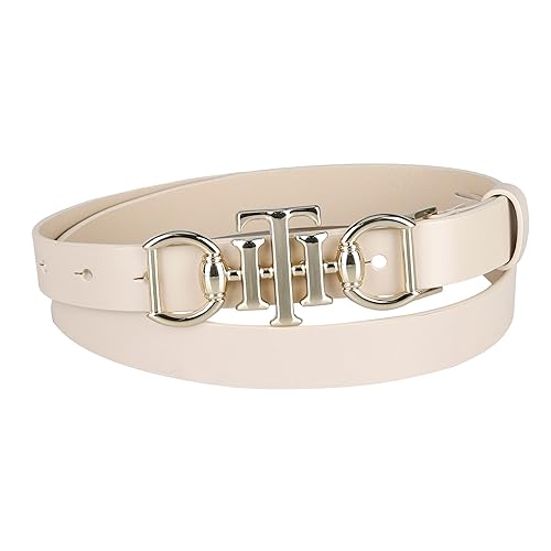Tommy Hilfiger Women's TH Horsebit Statement Buckle Skinny Fashion Leather Belt for Jeans, Trousers and Dresses