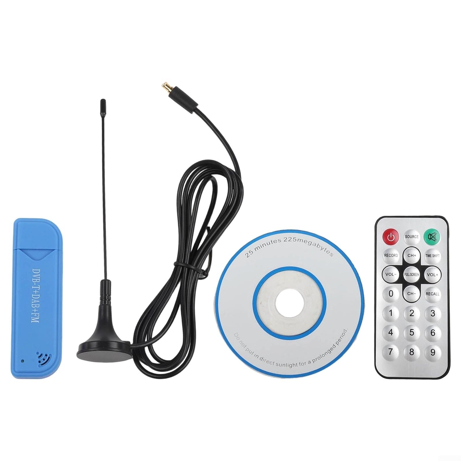 Sintonizador de TV USB RTL2832U R828D para receptor digital de 25 MHz-1760 MHz, antena FM, software incluido para monitoreo de tráfico aéreo de radio meteorológica