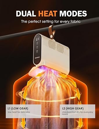 MOJOCO Travel Clothes Dryer - Global Voltage Mini Portable Dryer with Timer & Quiet Operation - Small & Compact dryer for Dorms, Apartments, RVs