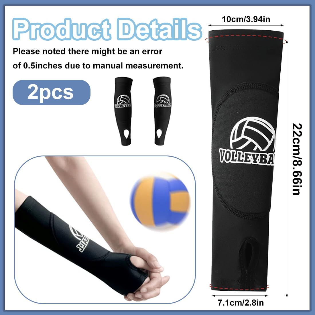 UIEXEA Protectores de Brazo de Voleibol, Antebrazo con Almohadilla de Protección Antideslizante y Orificio para el Pulgar, para Entrenamiento y Partido — view 5