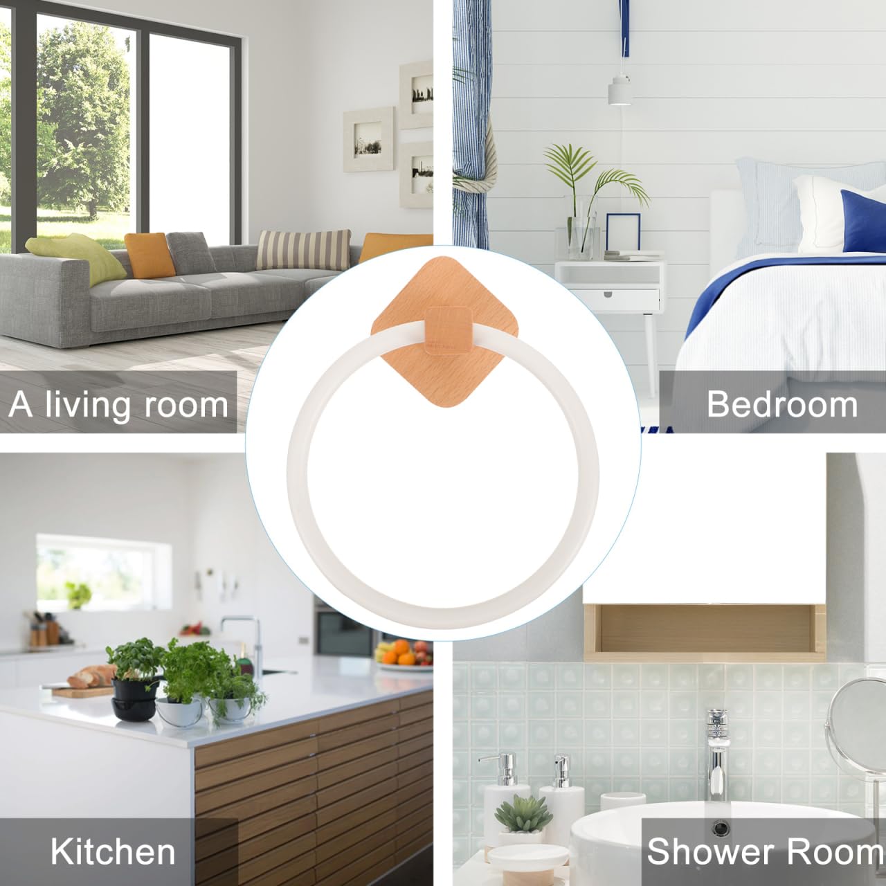 Angoily Toallero De Baño De Madera Adhesivo Sin Perforación 6.69X6.69X3.54In Organizador Circular Compacto para Almacenamiento De Toallas En Baño Y Cocina