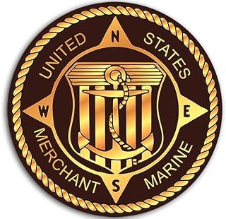 Round Bronze US Merchant Marine Sticker (Seal Logo Insignia Coast Guard mm Vinyl Decal for car Boat or Laptop (3 inch)