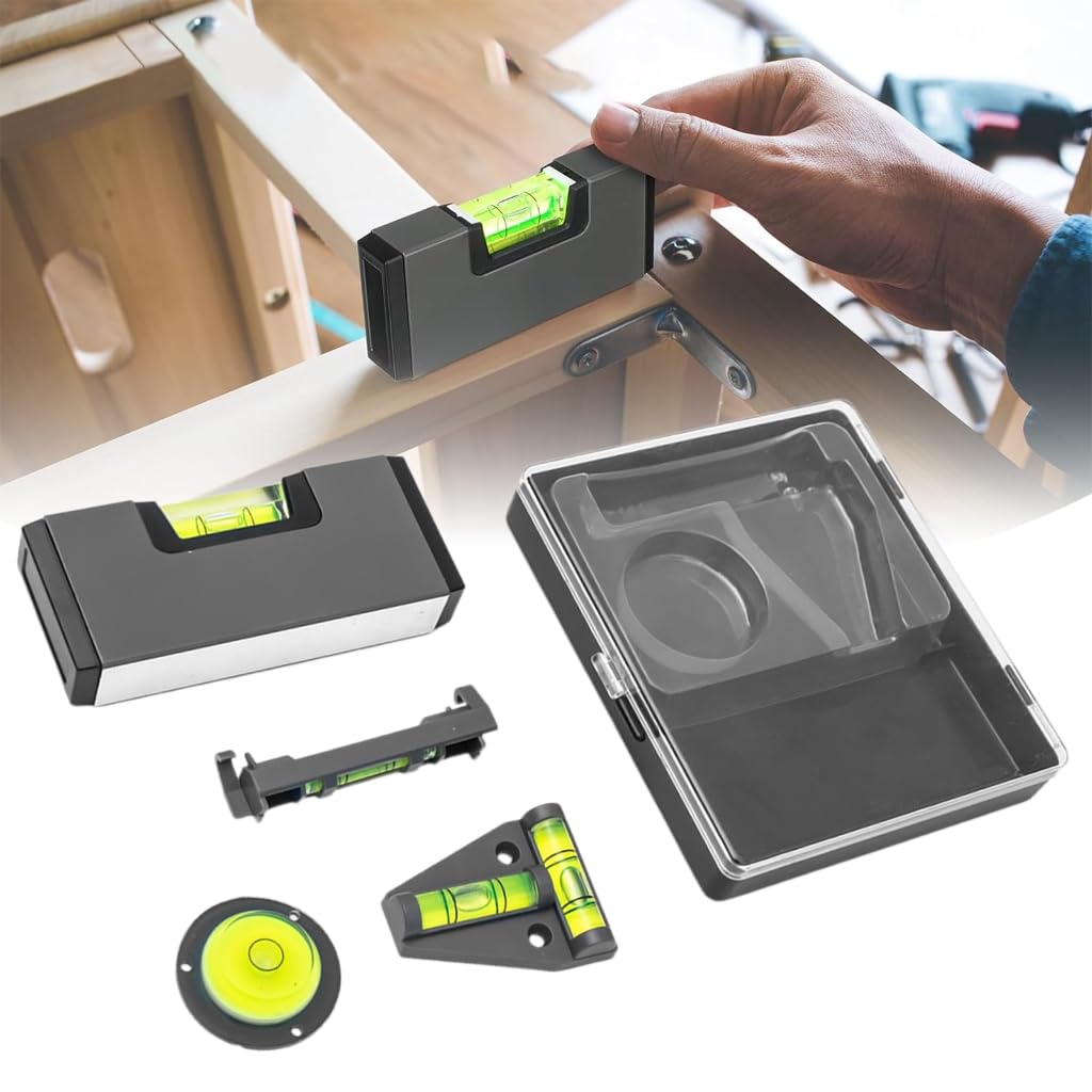 XAGMODSHN 4in1 Magnetic Torpedos and Ruler, 180/90 Degree Bubble,Aluminum Alloy Bubble Levels Measurement Tool