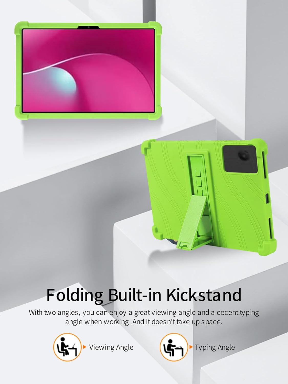 for T-Mobile REVVL Tab 2 5G 10.1 Inch Tablet Case,BOVUGAC Soft Silicone Adjustable Stand Shockproof Kids Friendly for T-Mobile REVVL Tab 2 2025 10.1" Tablet(Green)