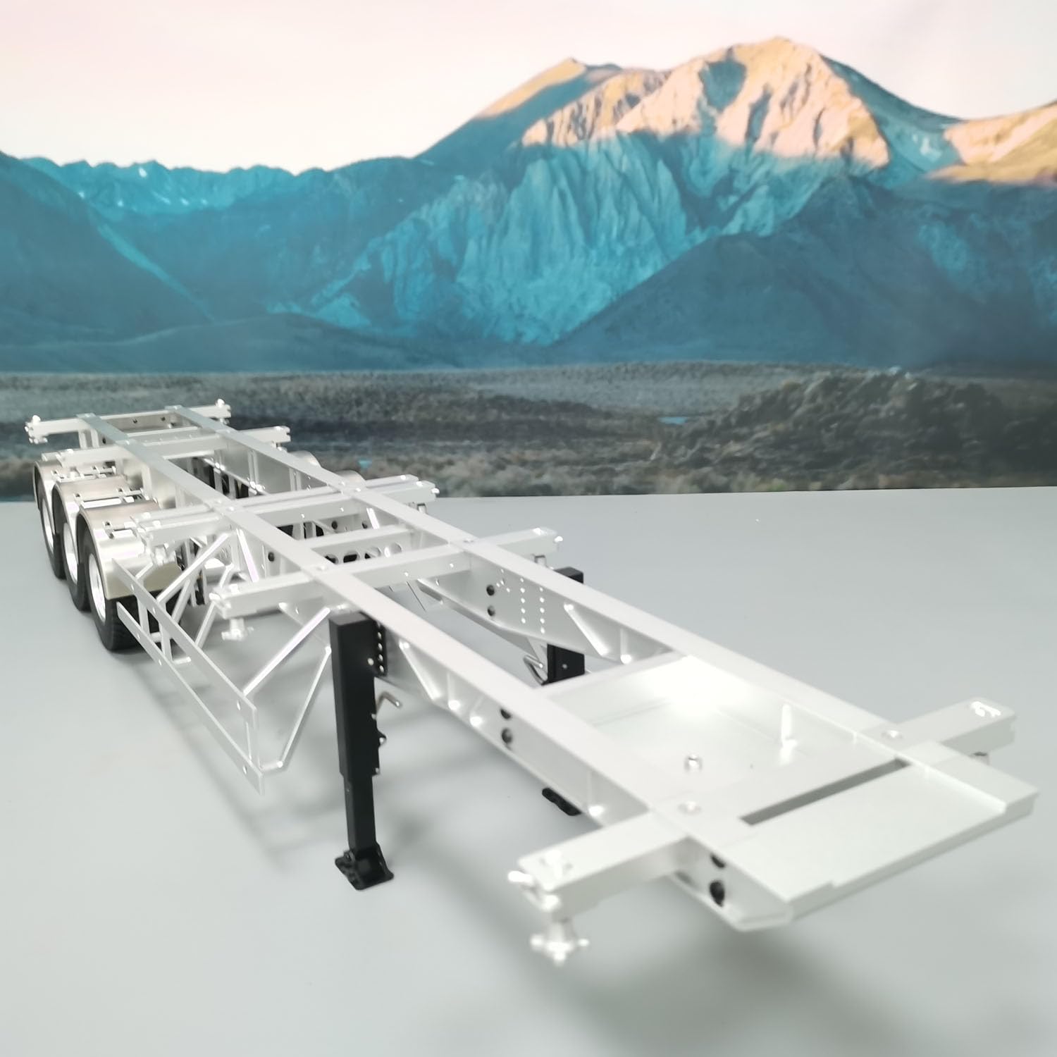 wheelfun Telaio in metallo rimorchio 3 assi rimorchio per 1/14 scala RC trattore camion 40 piedi container RC Hobby modelli