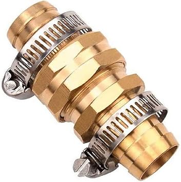 Garden Hose Adapter Swivel Fitting, 3/4" Barb x 3/4" GHT Connector,Heavy Duty Brass Hose Connectors with Stainless Clamps for Watering System Outdoor Faucet Male+Female