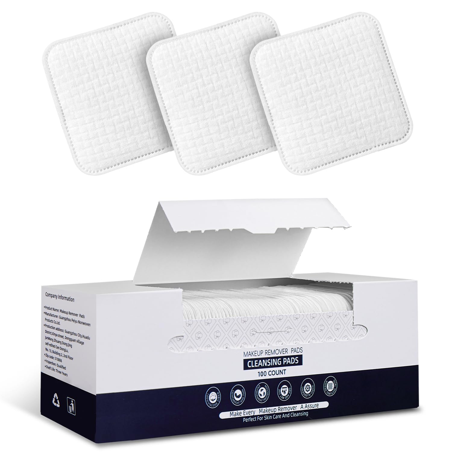 Premium Natural Pure Cotton Pads 100 Count Soft Lint-Free Upgraded Edge Stitching Design Cotton Rounds for Face Unique