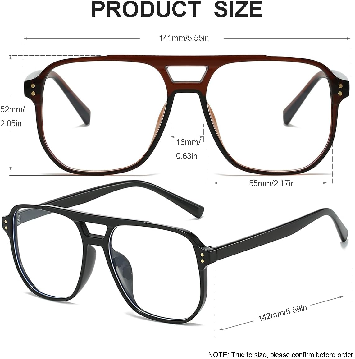 JOVAKIT Aviator Blue Light Blocking Glasses for Women Men, Fashion Fake Nerd Clear Square Pilot Frame Computer Glasses - Image 4