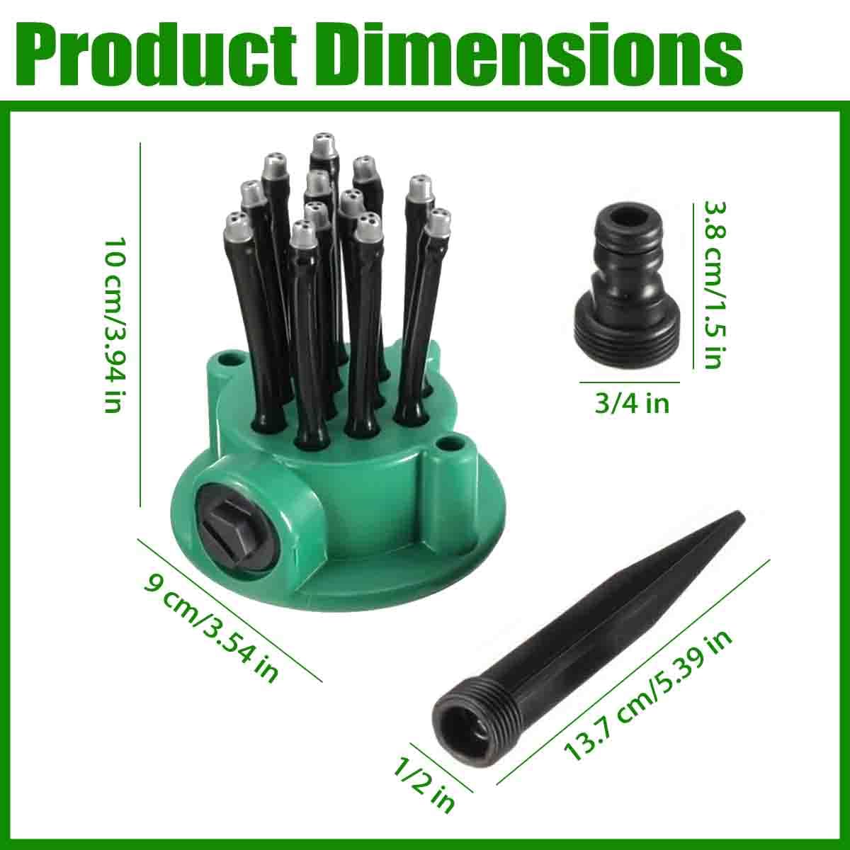 Irrigatore da giardino di precisione con copertura a 360°,Irrigazione da giardino con 12 ugelli flessibili regolabile,Irrigatori Prato multidirezionale per cortile,erba,patio,giardino(4pz)