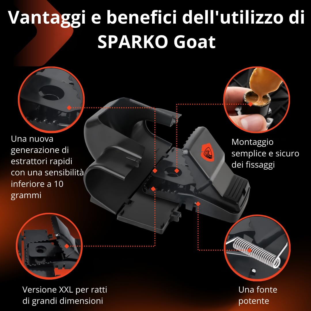 SPARKO (X1) Trappola Per Topi Grandi Trappole Per Topi Professionali Riutilizzabili Molto Potenti Per Interno Ed Esterno Resistenti Efficaci Per Una Protezione Completa Contro Ratti Piccoli & Roditori