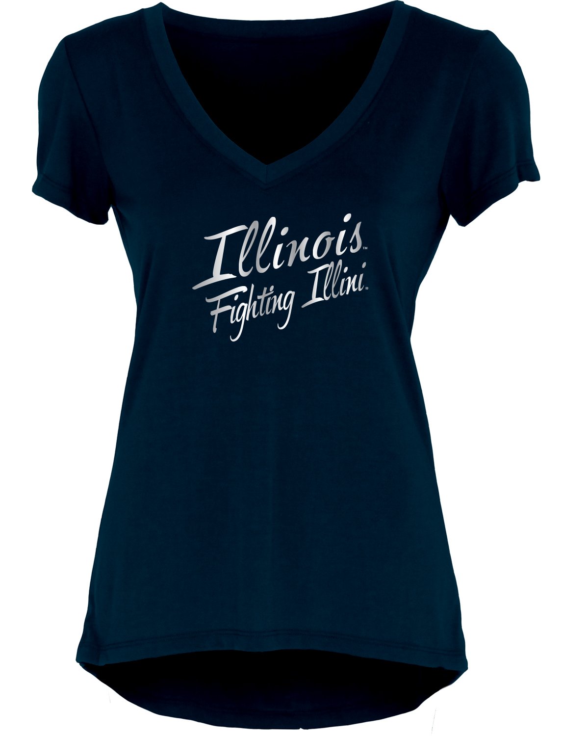 Blue 84 NCAA Illinois Illini Women's Liquid Jersey V-Neck, Navy, Small