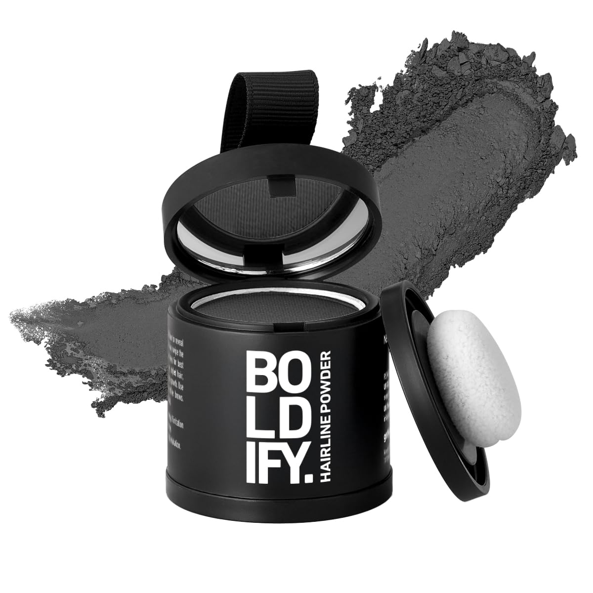 BOLDIFY Hairline Powder (LARGE, 10g) - Root Touch Up Hair Color for Gray Coverage - Bald Spot Concealing Hair Powder for Women & Men - 24-Hour Stain-Proof - Dark Gray