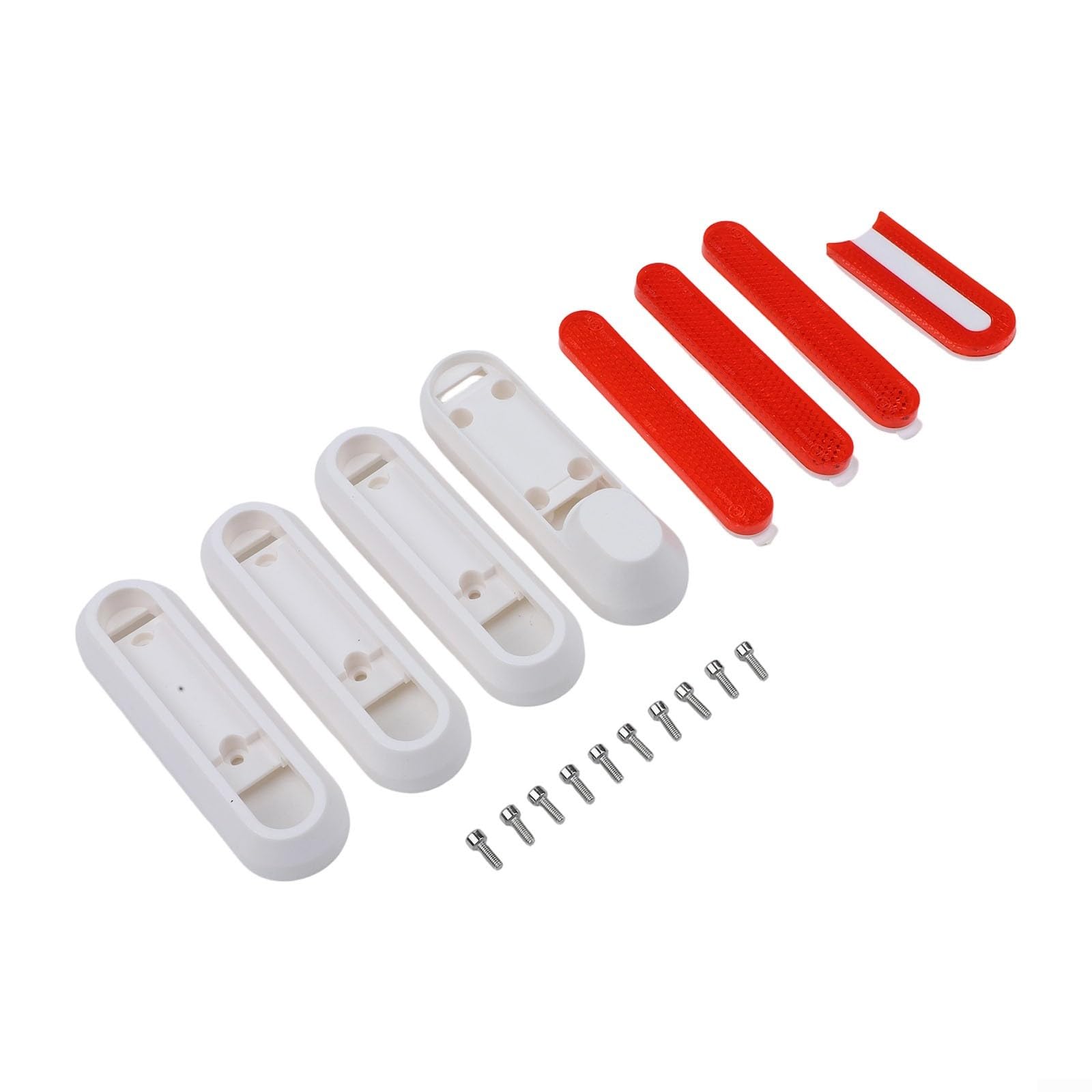 Cubierta de protección de rueda de scooter en forma de U para Xiaomi Pro, protector de plástico blanco con tira reflectante, accesorio de guardabarros a prueba de polvo con tornillos (juego