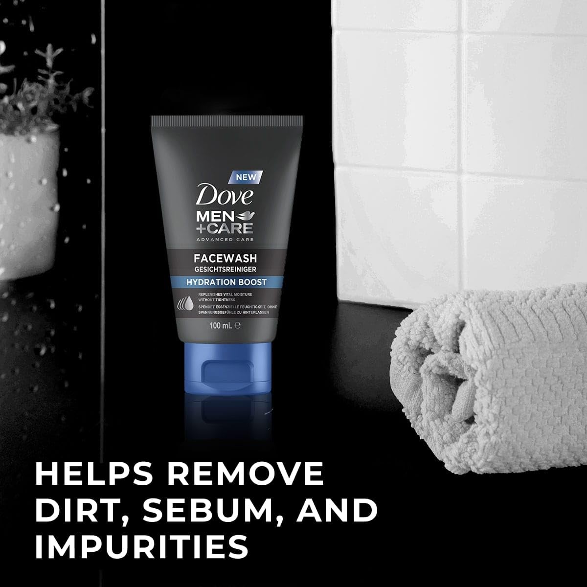 DOVE MEN + CARE Facewash Hydration Boost, Facial Cleanser, Provides Essential Moisture Without Leaving Feelings of Tension - Image 4