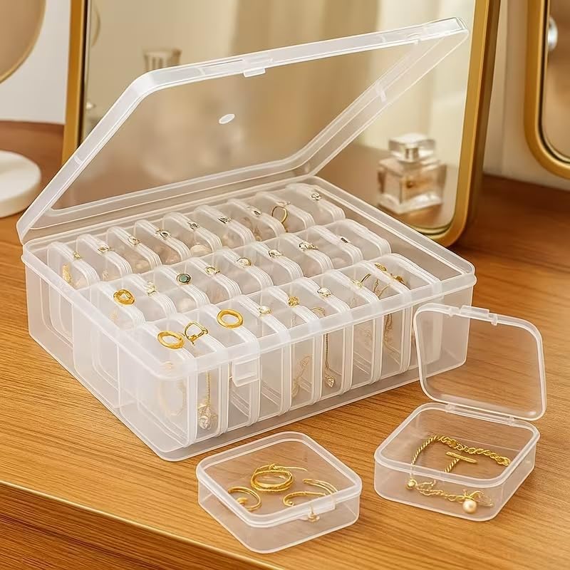 ZANCA Transparent Storage Box Organizer Case with Grid Dividers for DIY Crafting Beads, Pearls, Jewelry Accessories, Office Paper Clips, and Nail Art Storage-image-13