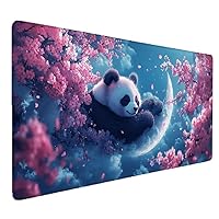 Gaming Mouse Pad Cherry Blossoms, Panda Mouse Pad Large 900x400x3mm Desk Mat Large, Extended Gaming Keyboard Mat, Non-Slip Rubber Base, Big Extended Desk Protector, for Esport Gamer Home Office S-476