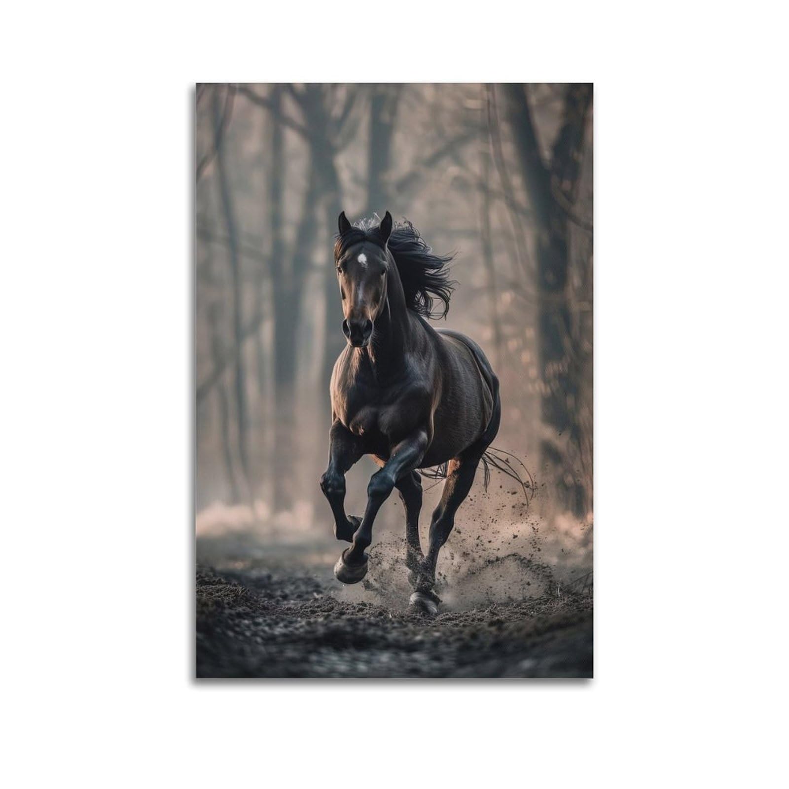 WPHSFX Animal Poster Forest Dark Horse Gallop Poster Decorative Painting Canvas Wall Posters And Art Picture Print Modern Family Bedroom Decor Posters 20x30inch(50x75cm)