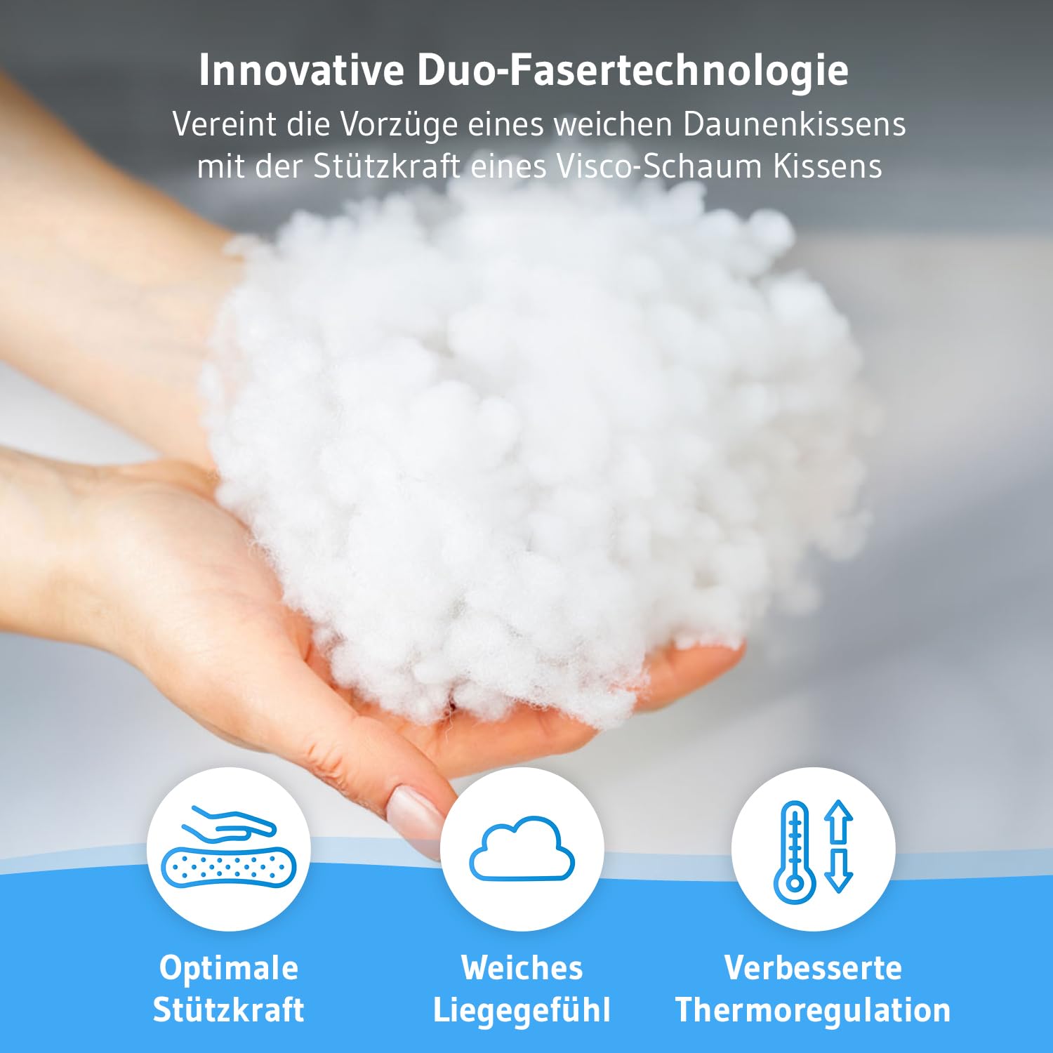 Kopfkissen 80x80 inSPIRO Ergonomisches Nackenstützkissen für Seiten- Rücken- Bauchschläfer Made in EU