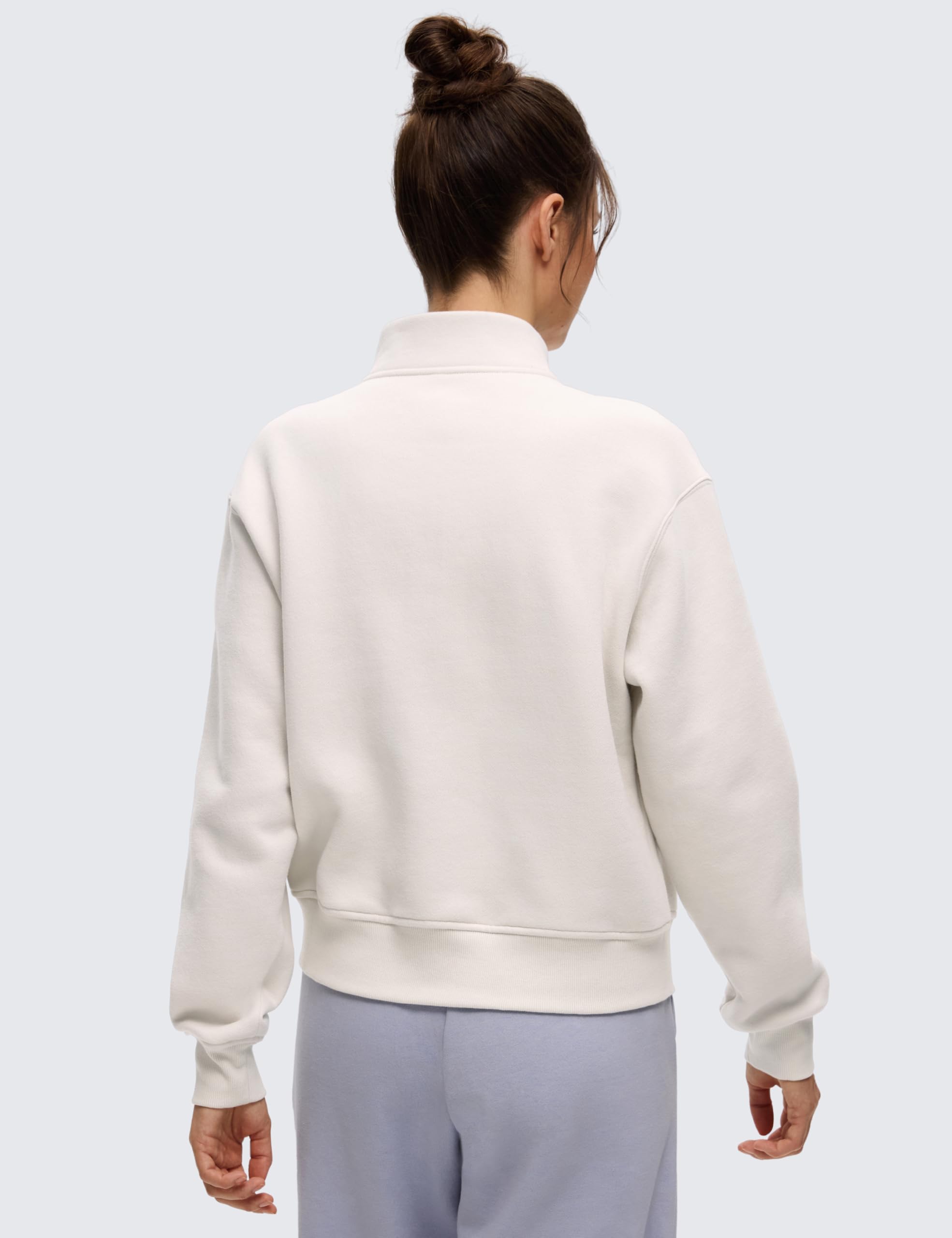 CRZ YOGA Fleece Gefüttert Half Zip Sweatshirt | Mittelschwer, Casual, Weich, Atmungsaktiv, Baumwolle, Warm, Funnel Neck, Pullover, Sweatshirt für Damen