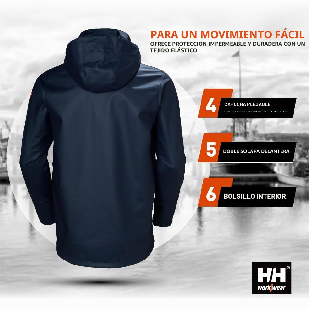 HELLY HANSEN Rain Jacket Chaqueta Impermeable Gale, Unisex, Azul Marino, L-Chest 42.5" (108cm)