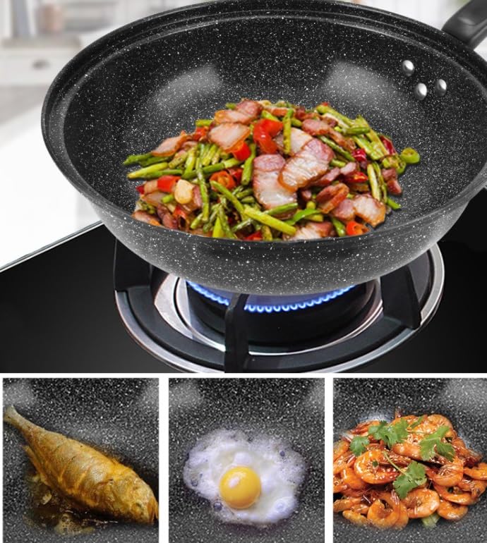 Wok de Piedra Antiadherente con Tapa de Vidrio 12.5 pulg miniatura 2