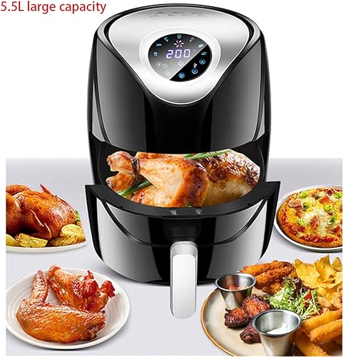 Miniatura 2 de ZYCSKTL freidora de aire eléctrico, multifunción, freidora, totalmente automática, freidora electromecánica, 5,5 l, gran capacidad, freidora de aire