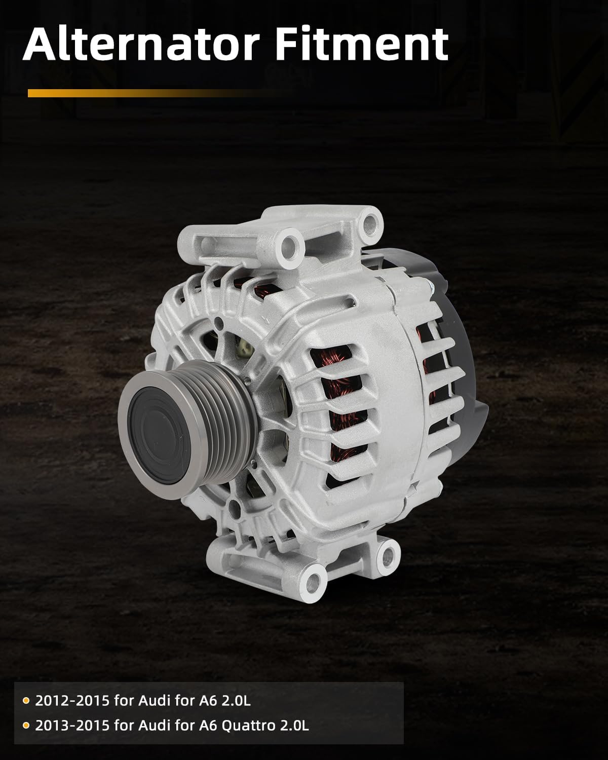 OCPTY Alternator for Audi for A6 2.0L 2012-2015,for Audi for A6 Quattro 2.0L 2013 14 2015，12V 150Amp 6-Groove Pulley Automotive Alternator Replacement 11612