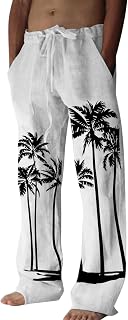 Linen Pants for Men Long Leg Casual Pants Drawstring Waist Quick Dry Lounge Pants Workout Yoga Pants