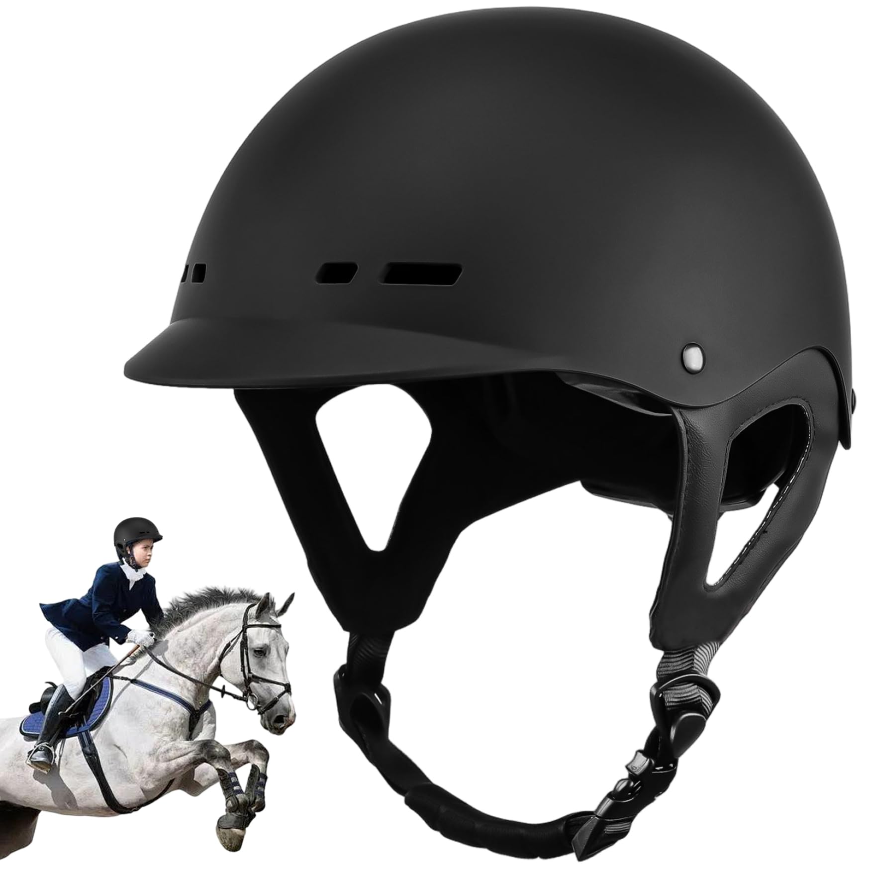 Casco da equitazione, casco equestre morbido traspirante anti-collisione di sicurezza con cinturino regolabile per donne e uomini, decorazioni per interni