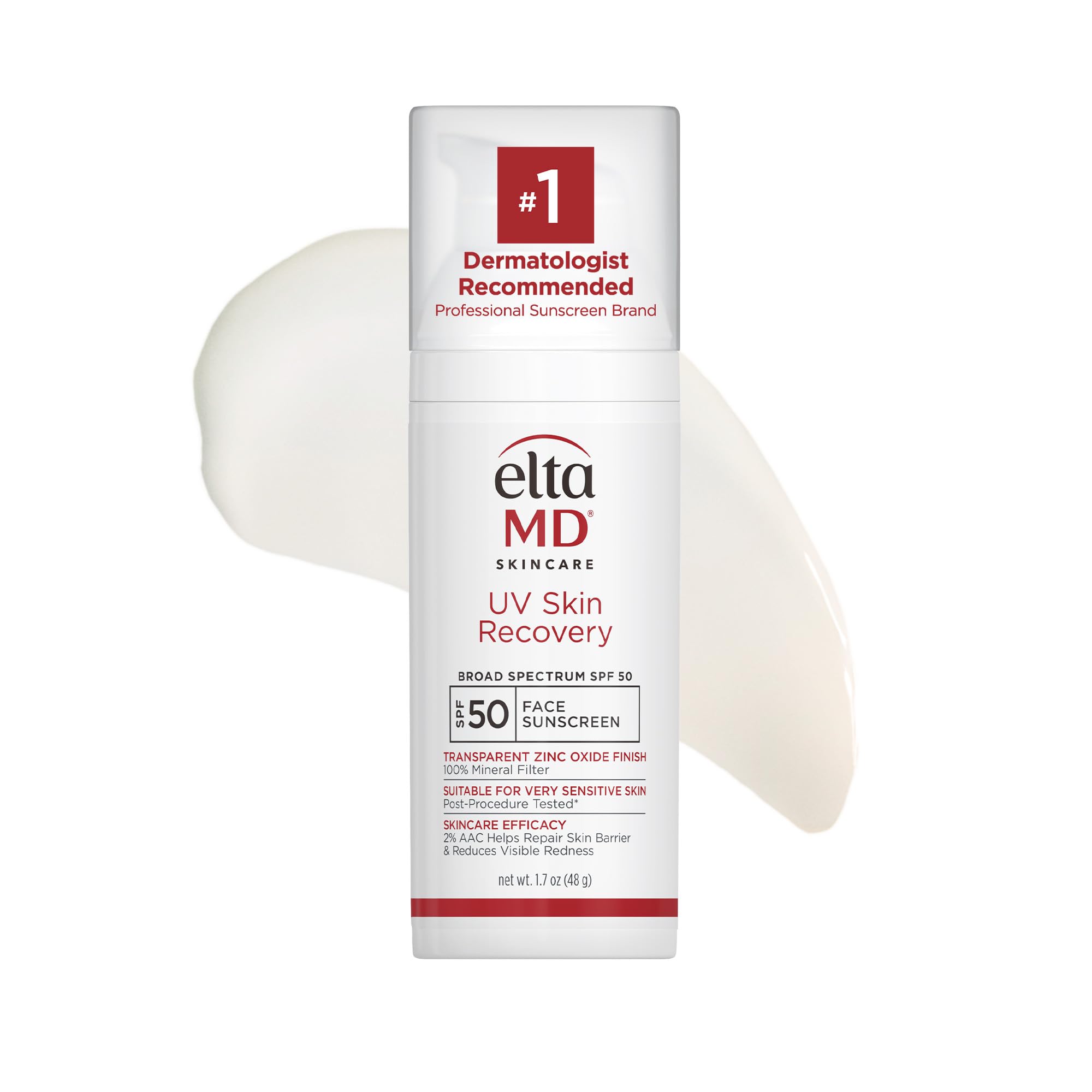 EltaMDUV Skin Recovery Face Sunscreen with Zinc Oxide, All Mineral, Safe for Sensitive Skin SPF 50