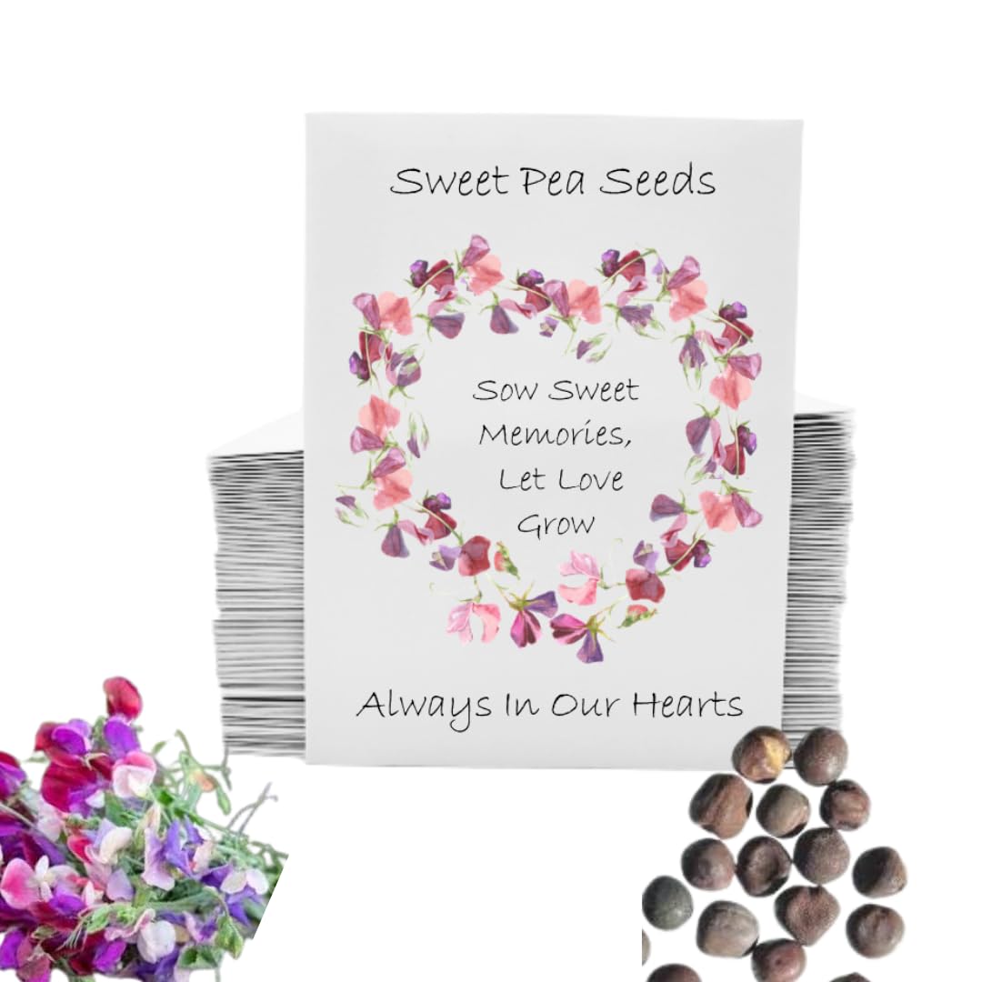 50 Funeral Seed Packets with Sweet Pea Seeds | Funeral Favours for Guests to Grow Funeral Flowers | Funeral Decorations & Funeral Gift | Add Own Personalised Details