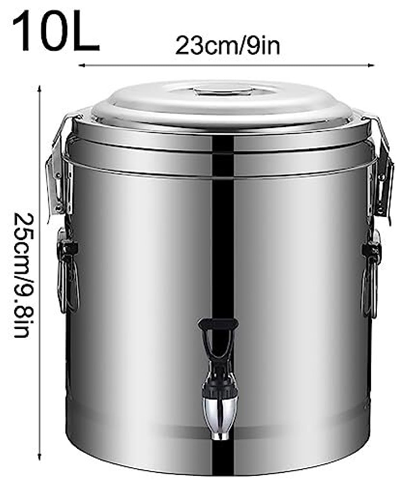Dispensador de bebidas aislado de acero inoxidable con grifo para bebidas calientes, catering y servir fiestas