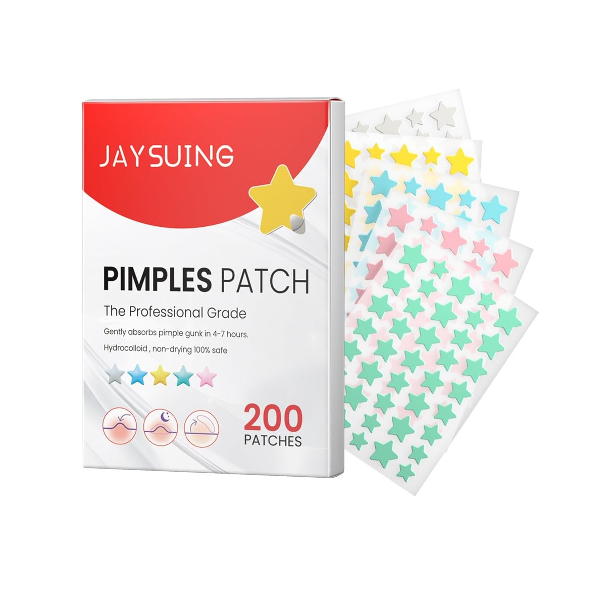 Patch Cosmetics - Hydrocolloid Acne Pimple Patch for Covering Zits and Blemishes in Face and Skin 200PCS Star
