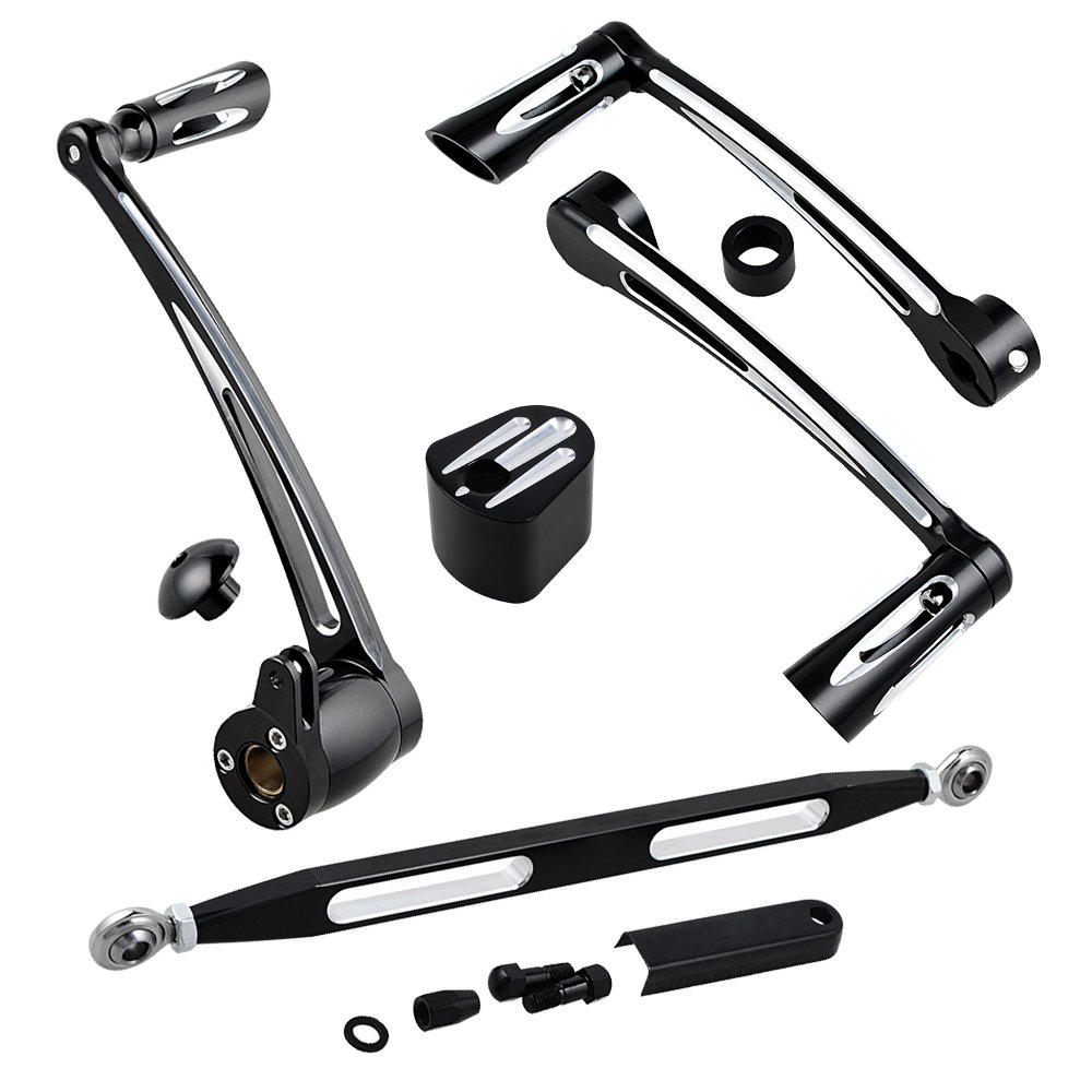 Kit Pédales Et Leviers KATUR Pour Harley Touring FLH/FLT (1997-2017) - Bras De Frein + Leviers De Vitesse Avant/arrière En Aluminium CNC - Finition Chrome/noir