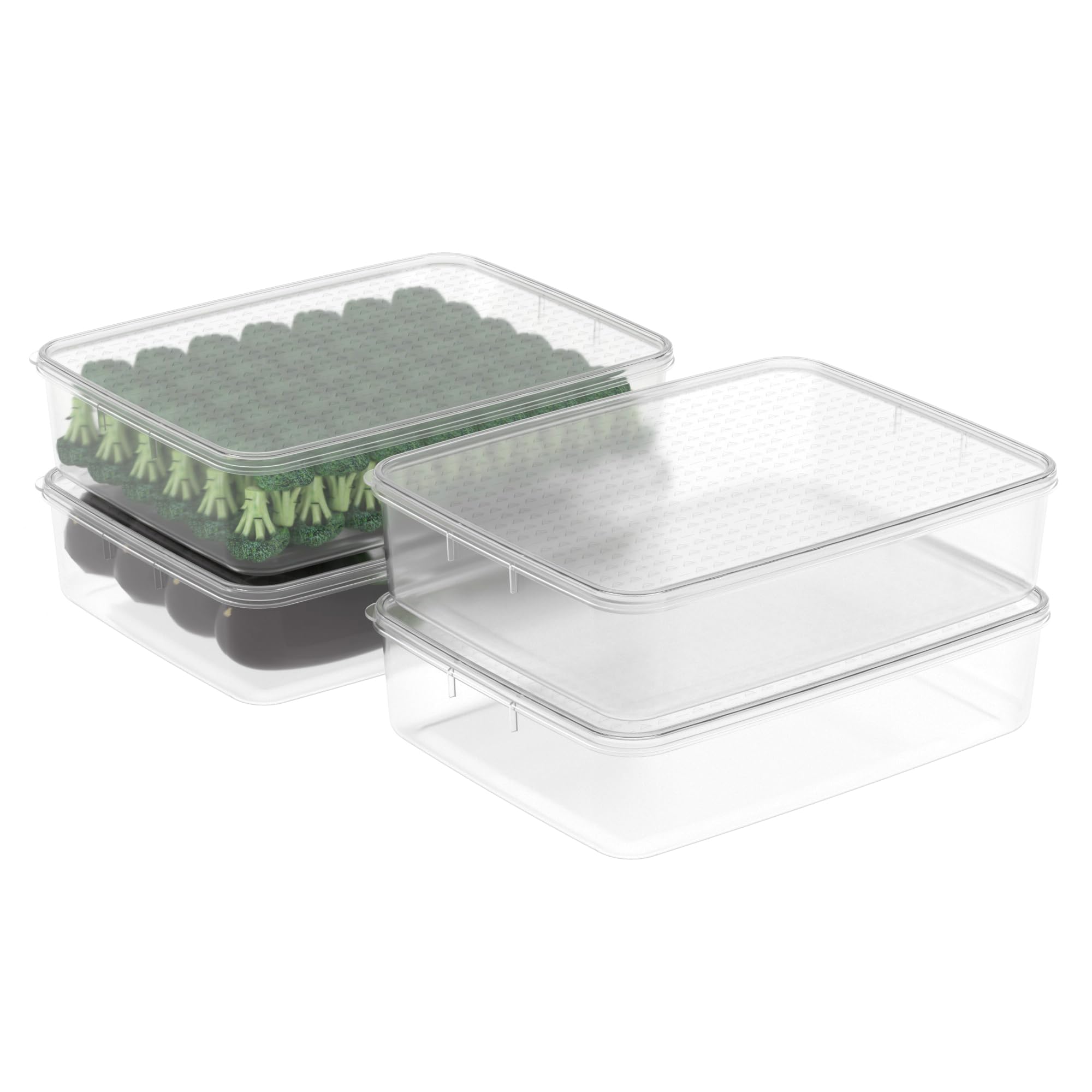 Cetomo 5L*4 Food Storage Containers,Microwave, Freezer And Dishwasher Safe, Lunch Boxes,Refrigerator Organizer Bins With Lid