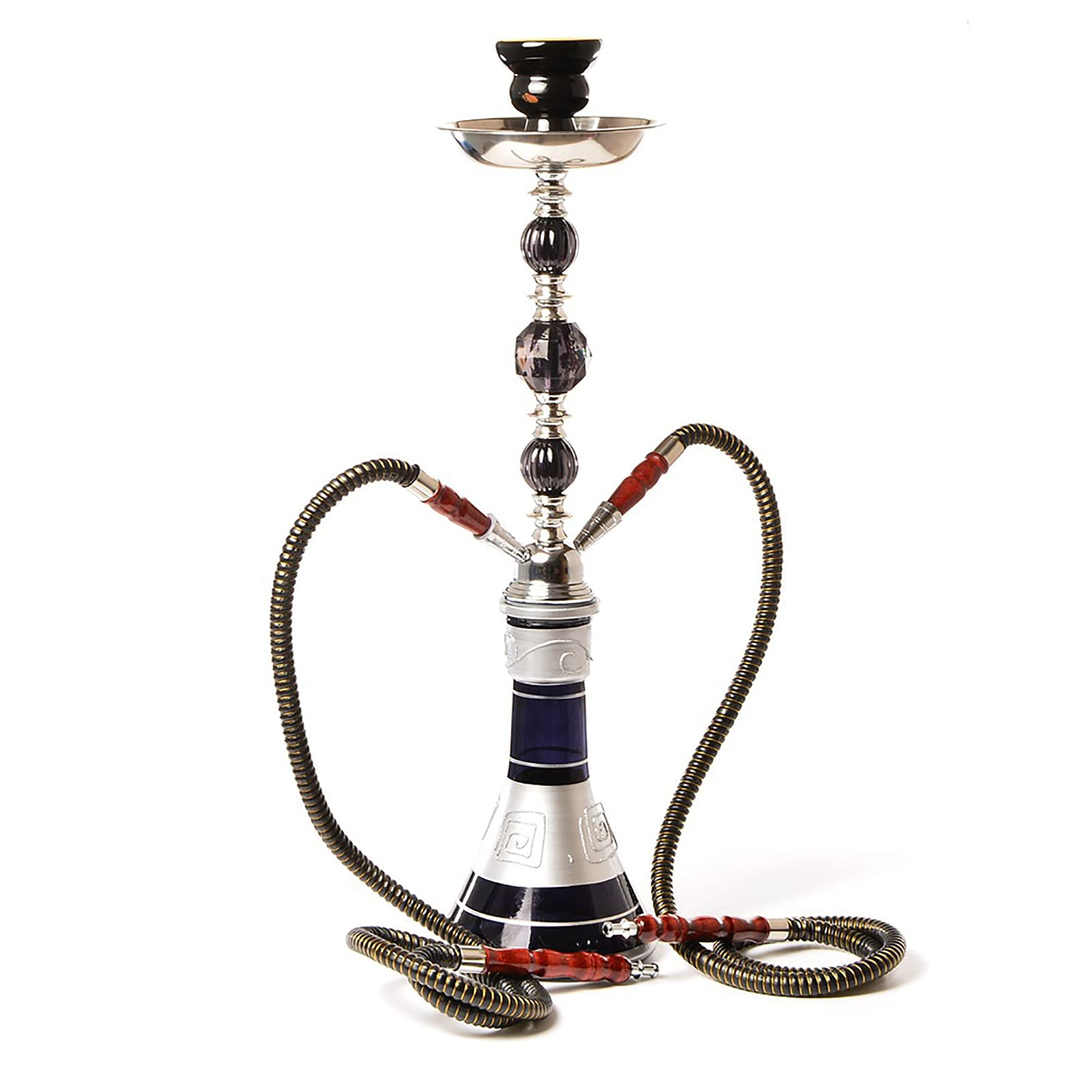 Luxuriöses Shisha-Set Glas-Huka mit 2 Schläuchen und Shisha-Zubehör, sodass zwei Personen gleichzeitig verwenden können black