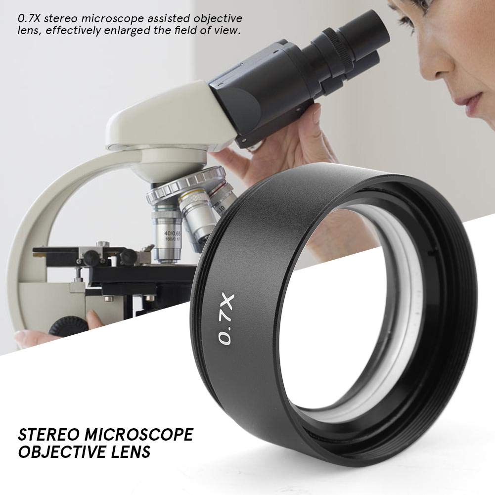 Lente Objetivo del microscopio, KP-0.7X Lente Objetivo del microscopio Auxiliar para microscopio estéreo Rosca de Montaje de 48 mm