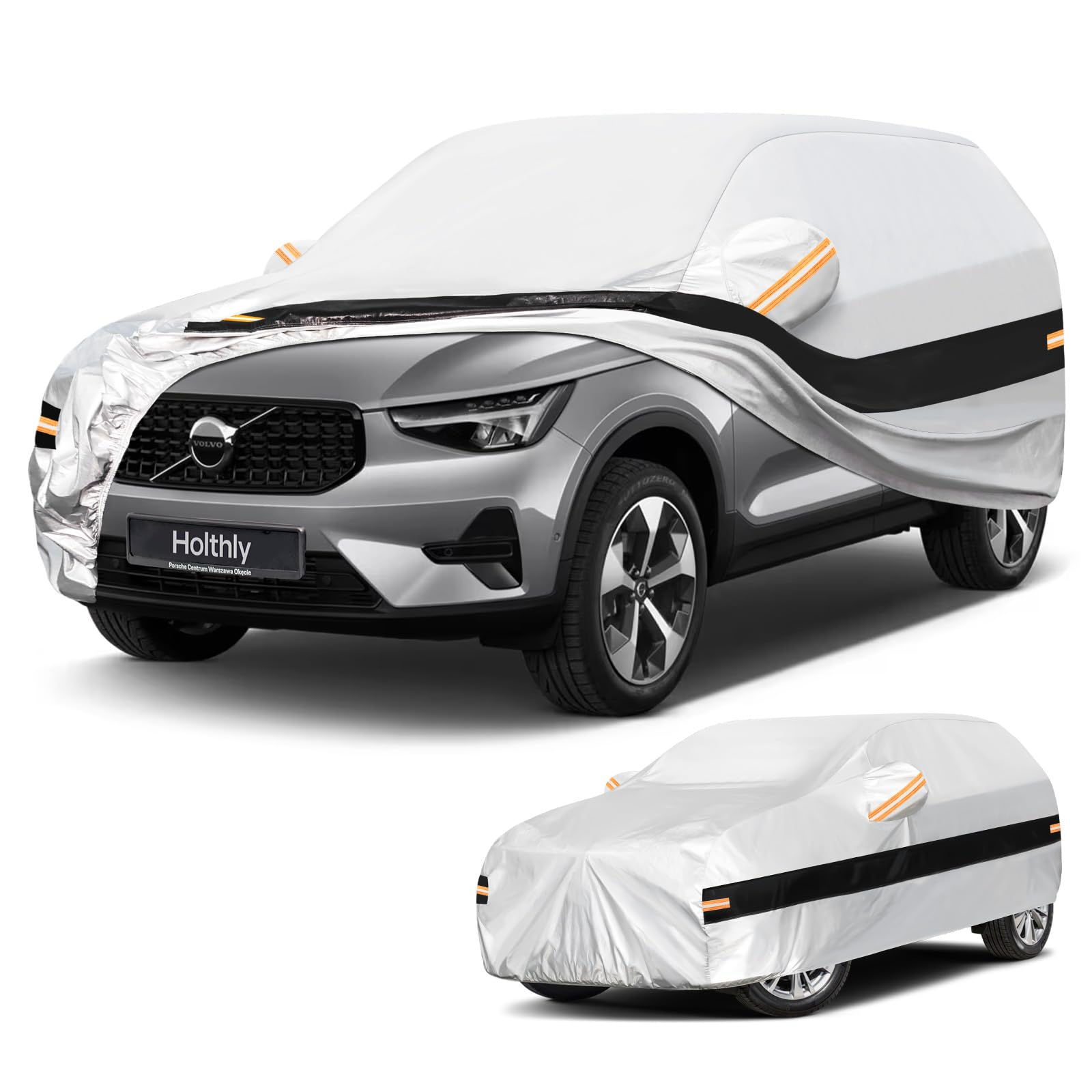 10 Layers SUV Car Cover Custom Fit for Volvo XC40 (2019-2026), Waterproof All Weather for Automobiles, Outdoor Full Cover Sun Rain Dust UV Protection with Cotton. Sliver