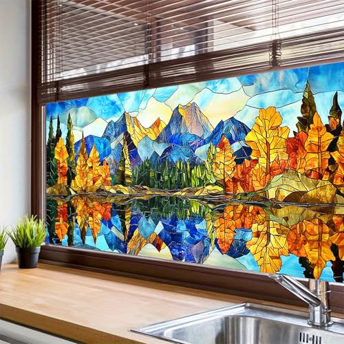 Vinilo decorativo para ventana con diseño montañas vidriadas 39.3x17.7 in miniatura 4