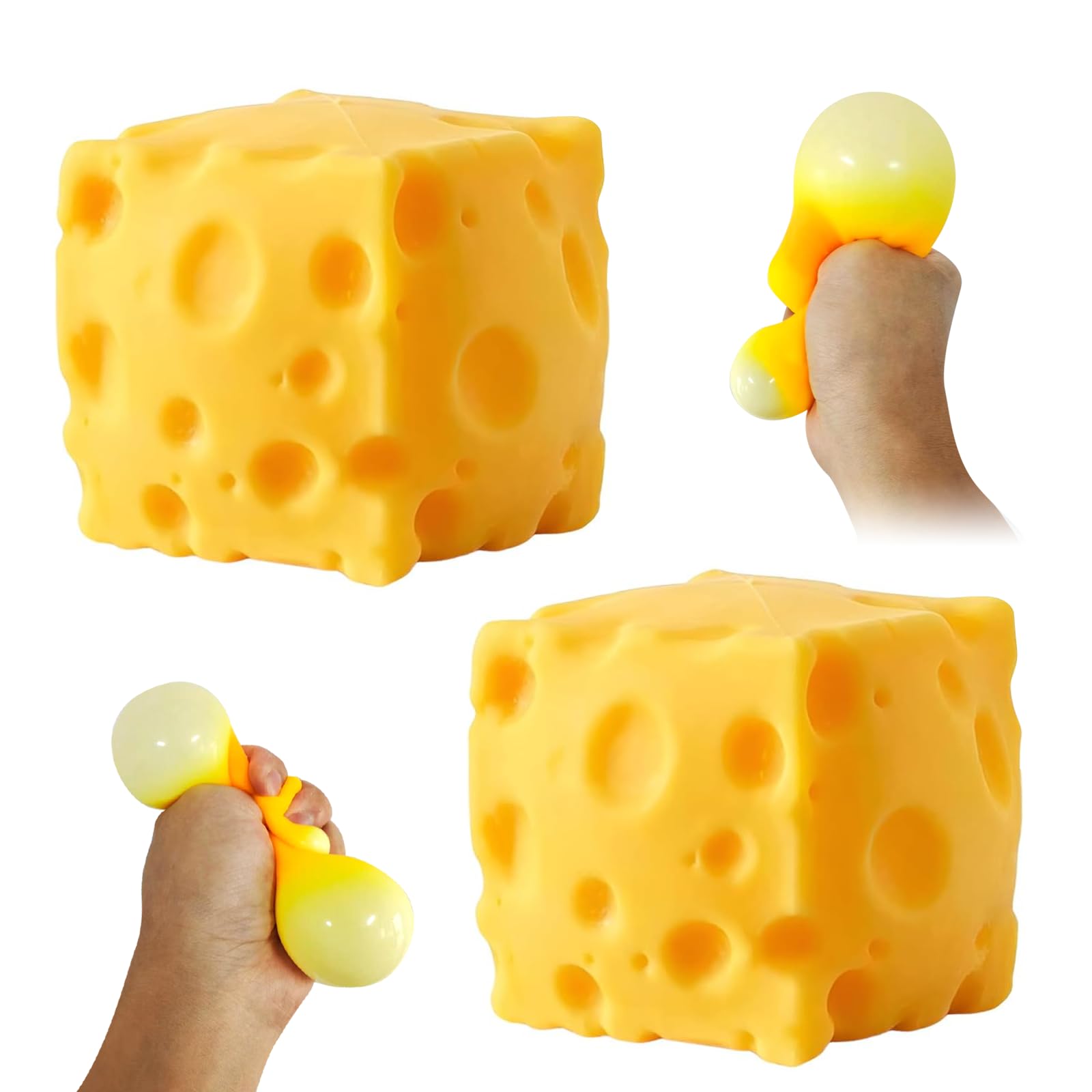 Photo 1 of *1 damaged* 2Pcs ?Yellow Cheese Squishy Soft Cheese Squeeze Slow Rising Soft Squeeze Fidget Toy Help for Relax,Focus, Sensory Stress Balls