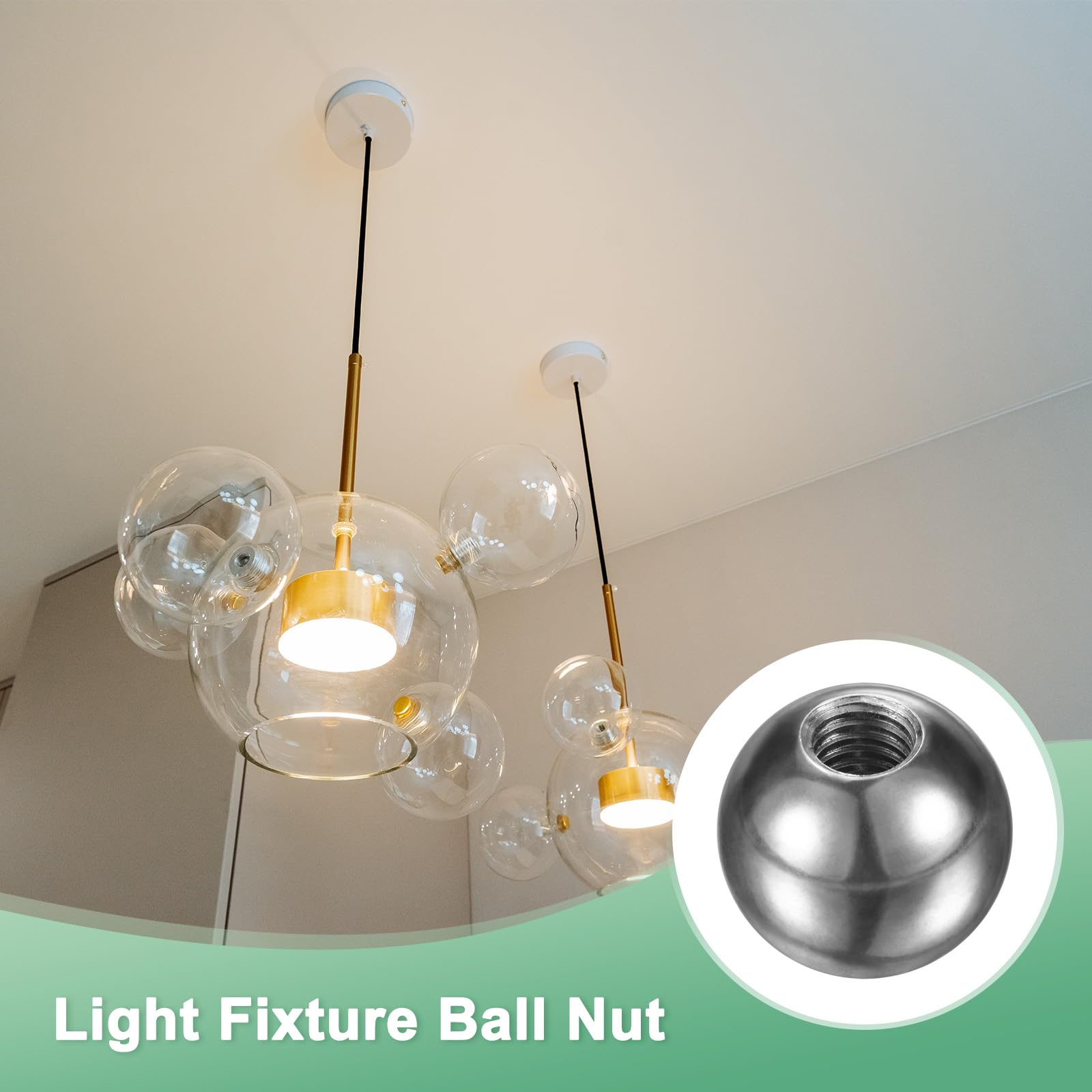 M METERXITY 4Pcs Pomelli A Sfera Filettati, M6x16mm 304 Acciaio Inossidabile Filettatura Femmina Tappo A Sfera Per Illuminazione/Macchinari/Fai Da Te, Tondo Tappo A Vite [Argento]