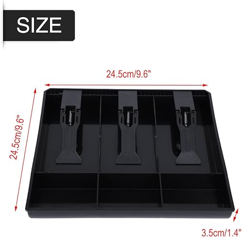 Miniatura 7 de Bandeja de cajón de caja registradora, bandeja de cajón de efectivo con 3 billetes, 3 compartimentos, bandeja de dinero, organizador de dinero, caja