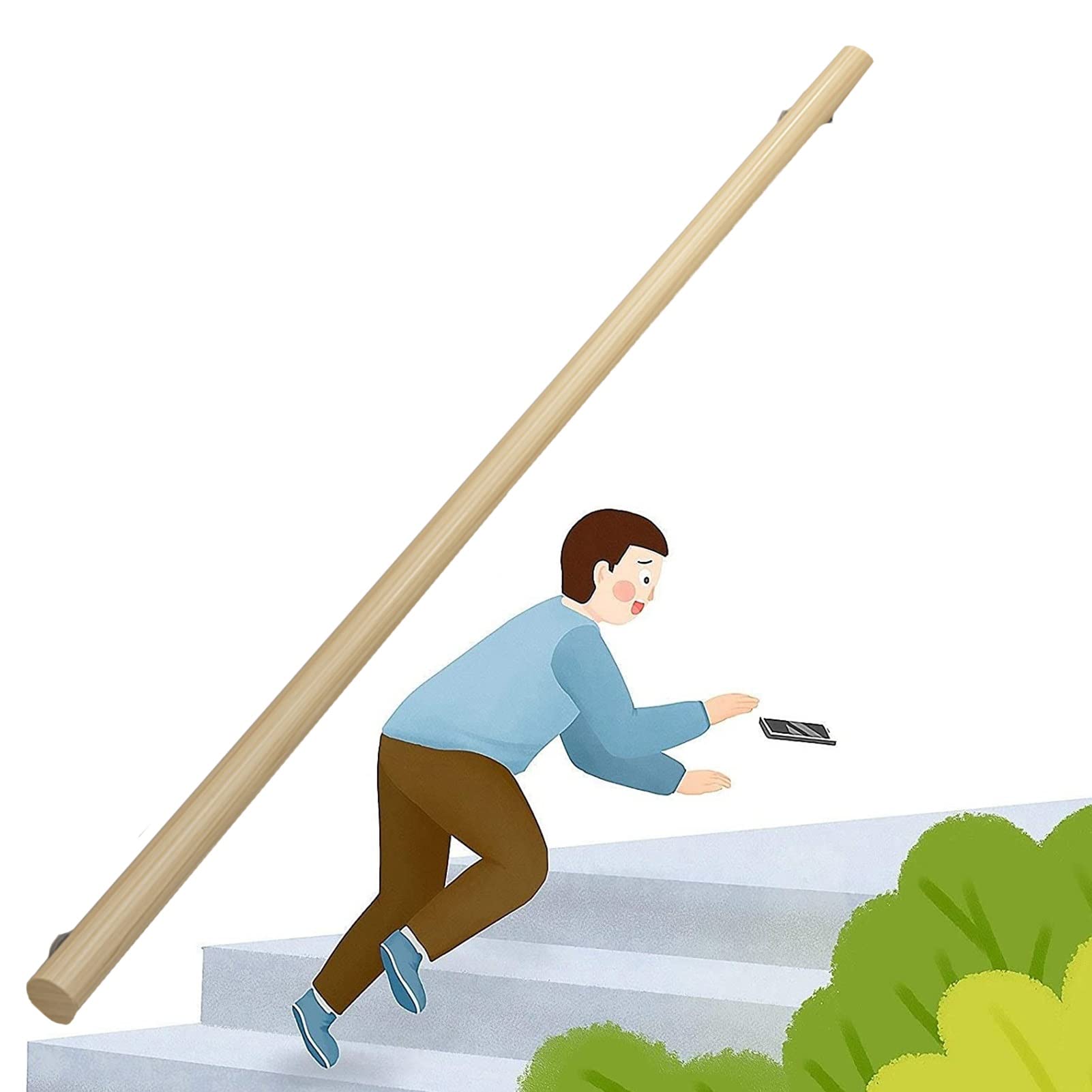 Main courante en bois rampe d'escalier antidérapante intérieure et extérieure