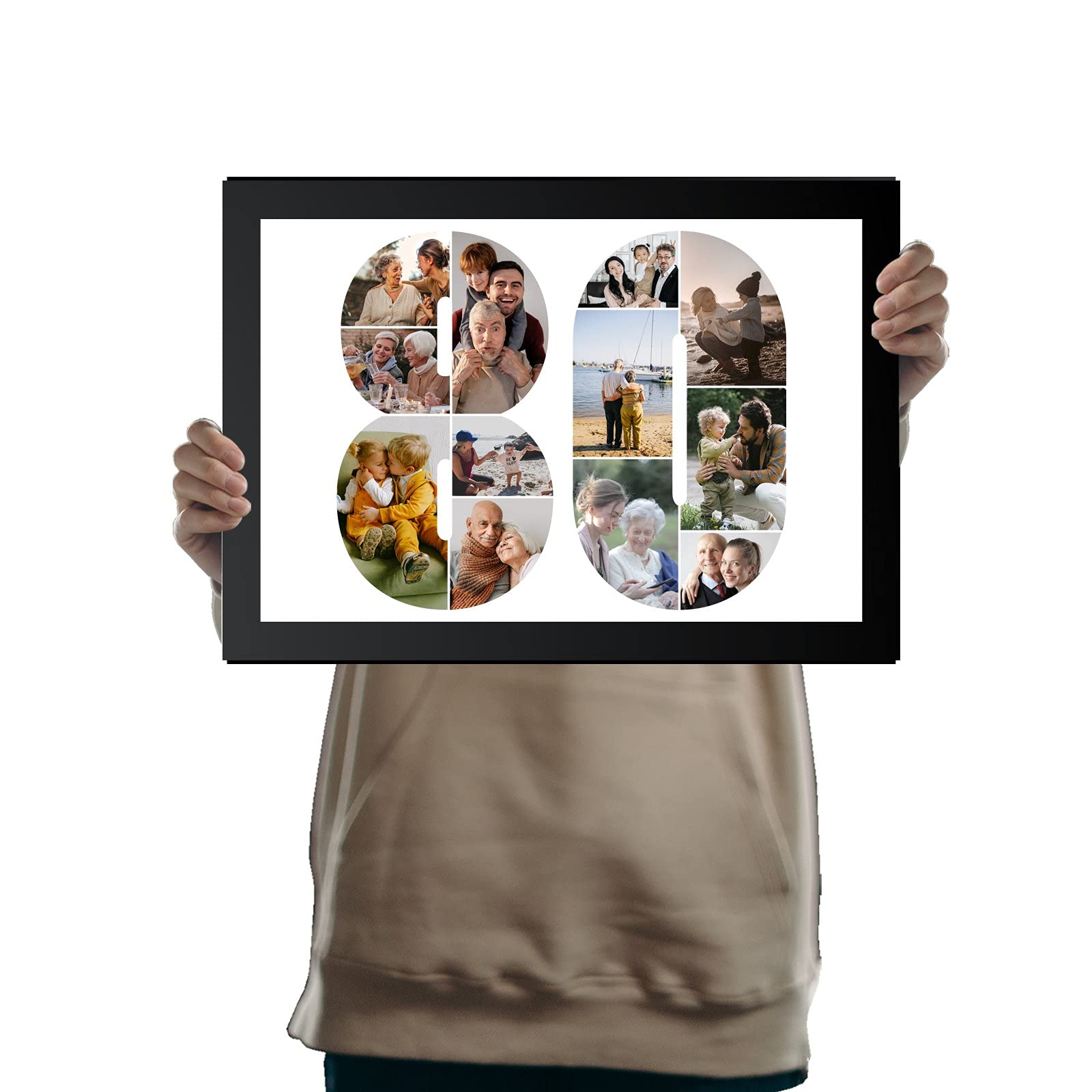 You Personalise 80th Birthday Personalised Photo Collage Framed Black A4