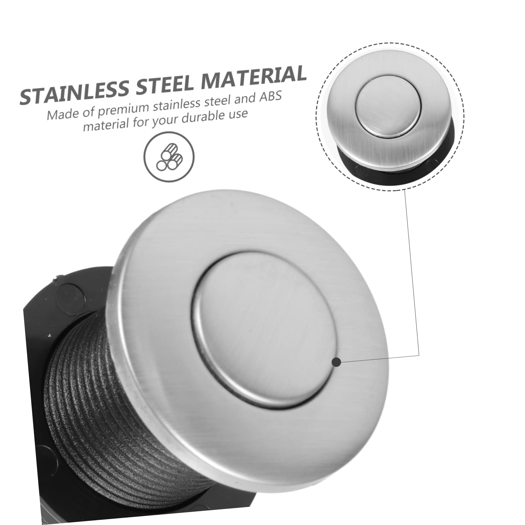 Housoutil 3 ensembles Set de Bouton Pneumatique Inox pour Broyeur Déchets Évier Interrupteur Air Durable Compatible Cuisine et Montage Facile sans Électricité