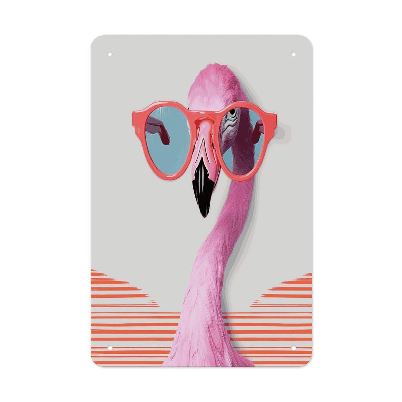 Btcowzrv Style Hello Glasses Flamingo Metal Tin Sign Wall Decor Hanging Plaque
