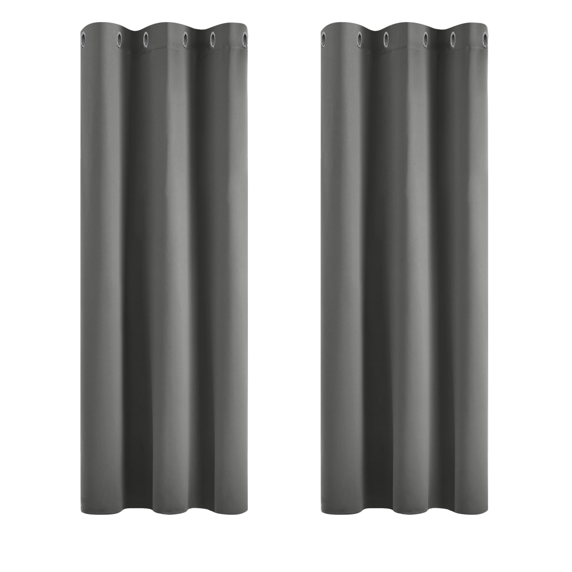 Deconovo Tende per Interni Oscuranti Termiche Isolanti, Tende Camera da Letto Tinta Unita 2 Pezzi, con Occhielli, 107x138 CM (Larghezza x Altezza), Grigio Chiaro