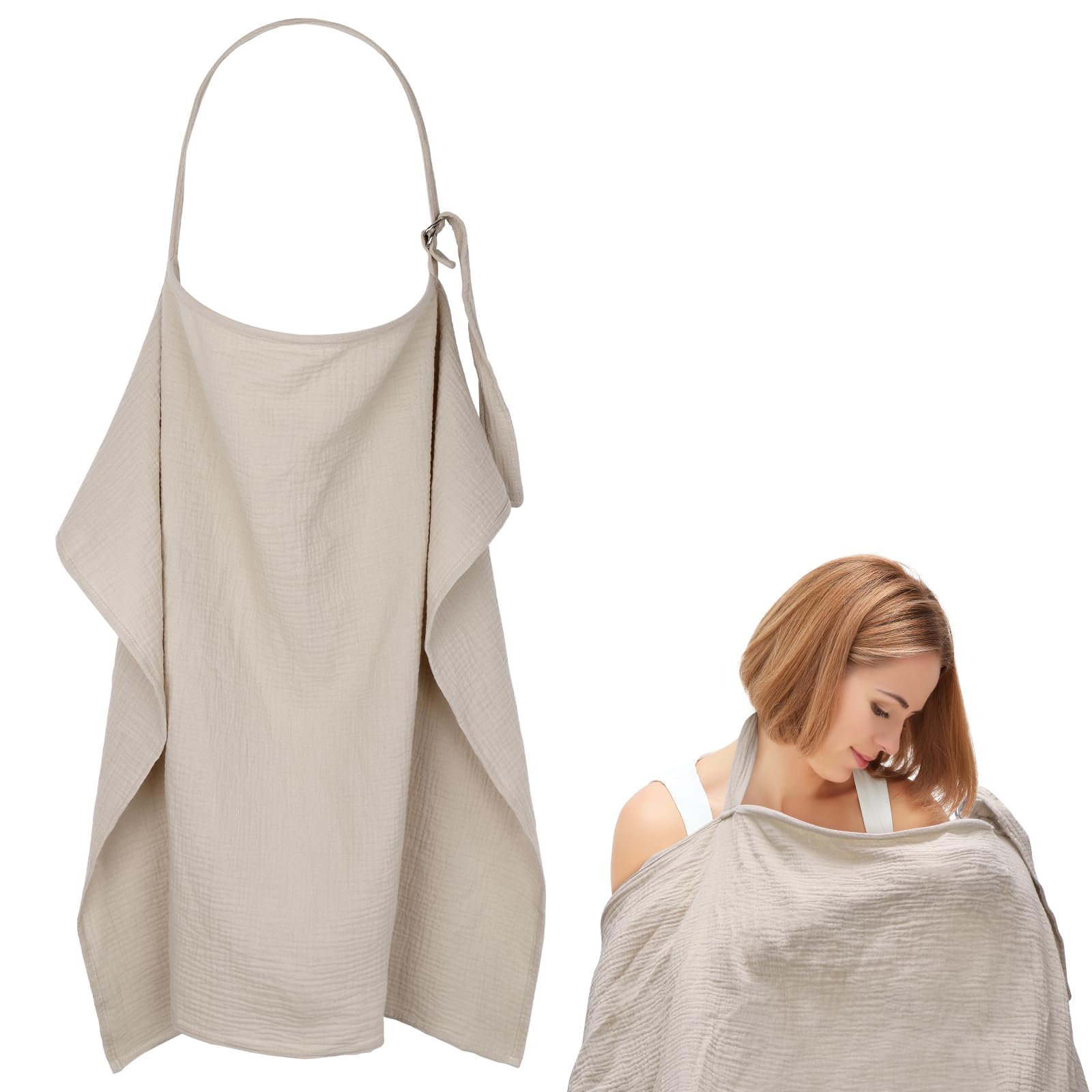 Huiguli Stillbezug für Babys, 75x110cm Stilltuch Musselin Stillschal für Unterwegs, Private Stillbezug für Baby, Weich Stillschürze aus Baumwolle, Khaki Stillschürze, Outdoor Nursing Cover
